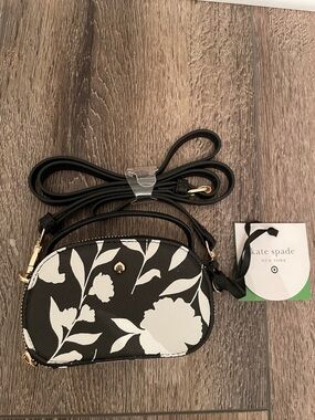 kate spade Black and White Floral Crossbody Purse